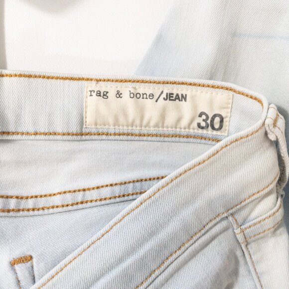 Rag & Bone Light Blue White Bleached Skinny Fit Denim Jeans SZ 30 Distressed Mid - Picture 8 of 12